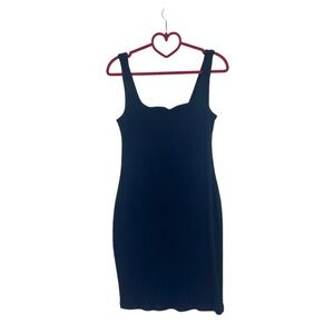 Madewell Size Med Blue Cotton/Elastane Ribbed Knit Sleeveless Bodycon Mini Dress